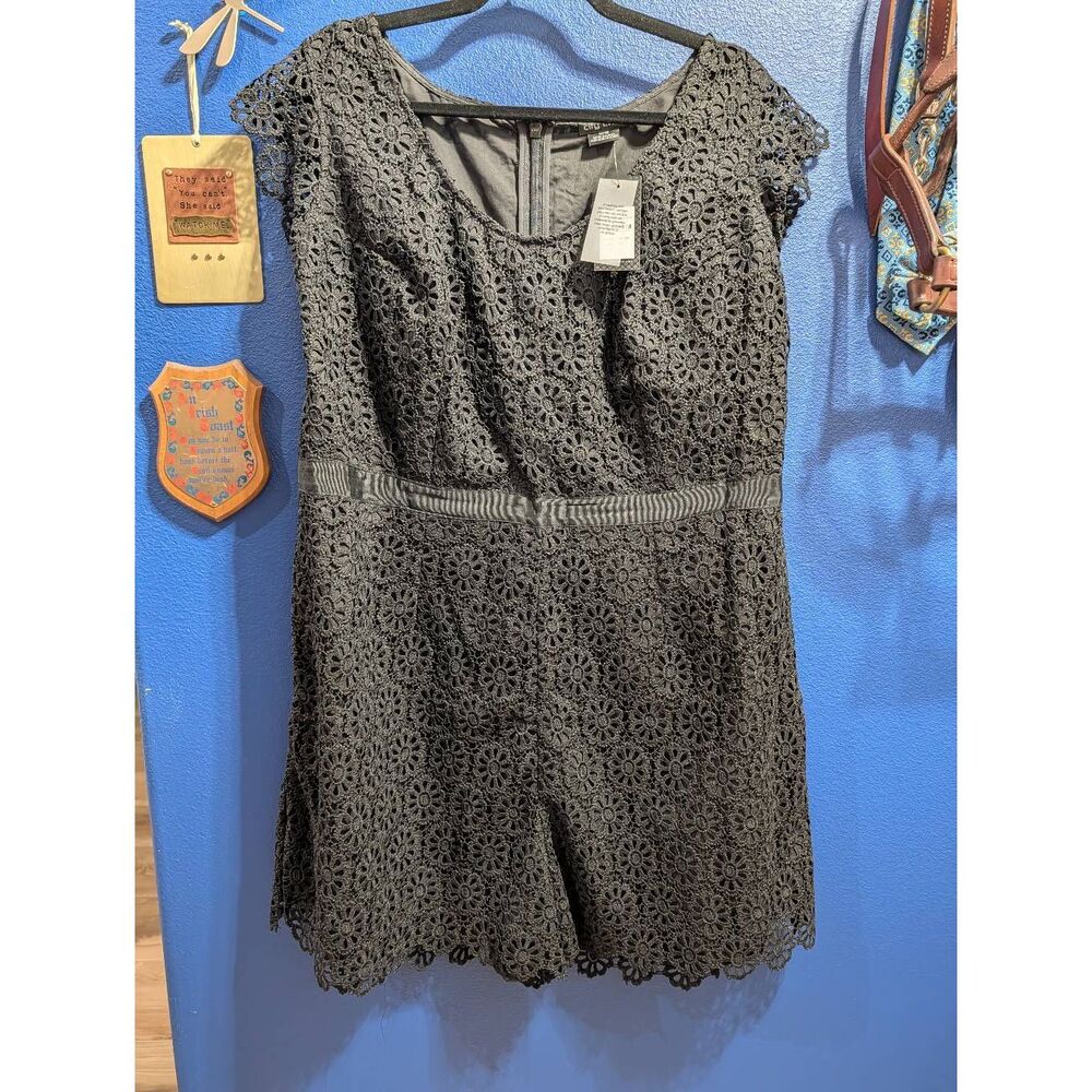 City Chic Playsuit Lace Vibe Romper Black Women's Plus 18 1XL Boho Festival BNWT - Picture 12 of 14